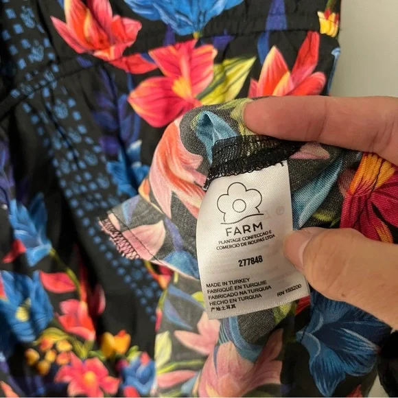 Farm Rio Floral Swim Coverup Mini Dress M - Picture 4 of 6